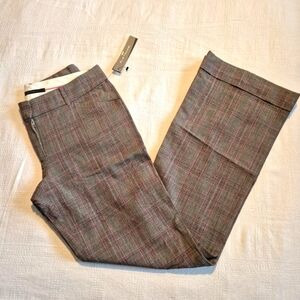 Elie Tahari women's size 4P Stella Pant Plaid Pebble Berry color dress pants NWT
